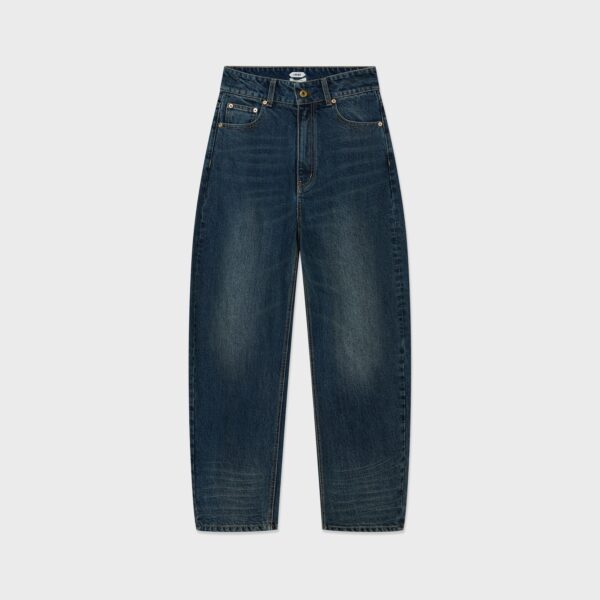 RETRO DEEP BLUE WASHED PATCHWORK POCKET LOOSE O-SHAPED JEANS (WASHED PRODUCT)