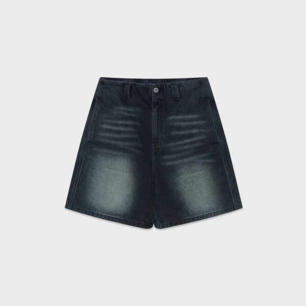 WAIST-FREE, SIDE-POCKET STRAIGHT DENIM SHORTS (WASHED PRODUCT)