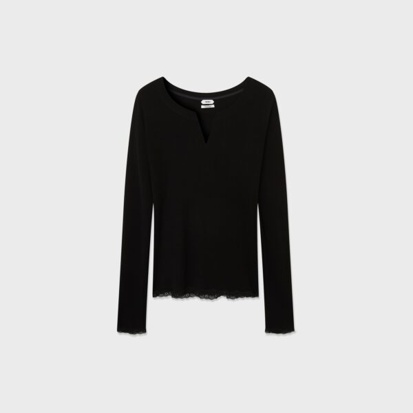 WOOL THREAD LACE FITTED T-SHIRT TOP