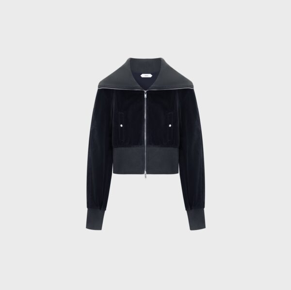 VELVET RIBBED LARGE LAPEL JACKET